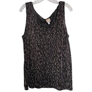JM Collection Sz 3X Tank Top Black Gold Metallic Shimmer Sleeveless Shell